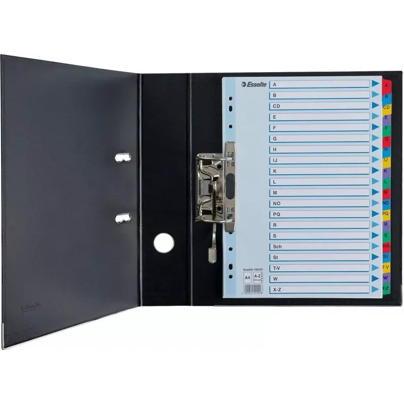 LEITZ A4 Mylar A-Z Index Dividers, 26-Tab, Multi-Coloured, Universal Punching, 160 gsm, 1 Set (100167)