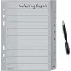 LEITZ A5 Plastic Index Dividers, Numbered 1-10, Grey, 10-Part, Polypropylene, 0.12 mm, with Writable Cover 1285-00-00