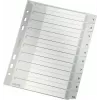 LEITZ A5 Plastic Index Dividers, Numbered 1-10, Grey, 10-Part, Polypropylene, 0.12 mm, with Writable Cover 1285-00-00