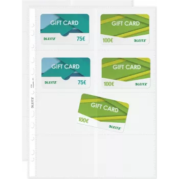 LEITZ Business Card Presentation Sleeve for 16 Cards, A4, PP Clear, 0.11 mm, Side Opening, Archival Safe (4758-30-03)