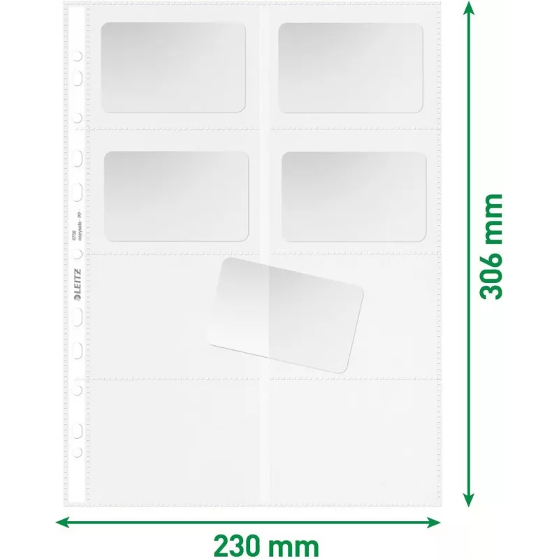 LEITZ Business Card Presentation Sleeve for 16 Cards, A4, PP Clear, 0.11 mm, Side Opening, Archival Safe (4758-30-03)