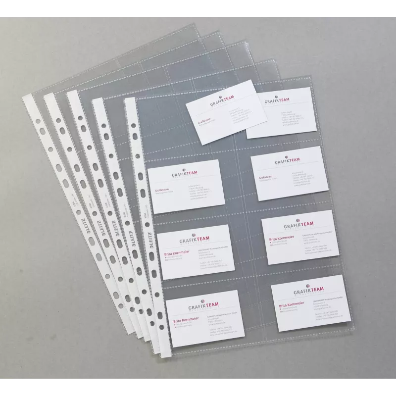 LEITZ Business Card Presentation Sleeve for 16 Cards, A4, PP Clear, 0.11 mm, Side Opening, Archival Safe (4758-30-03)