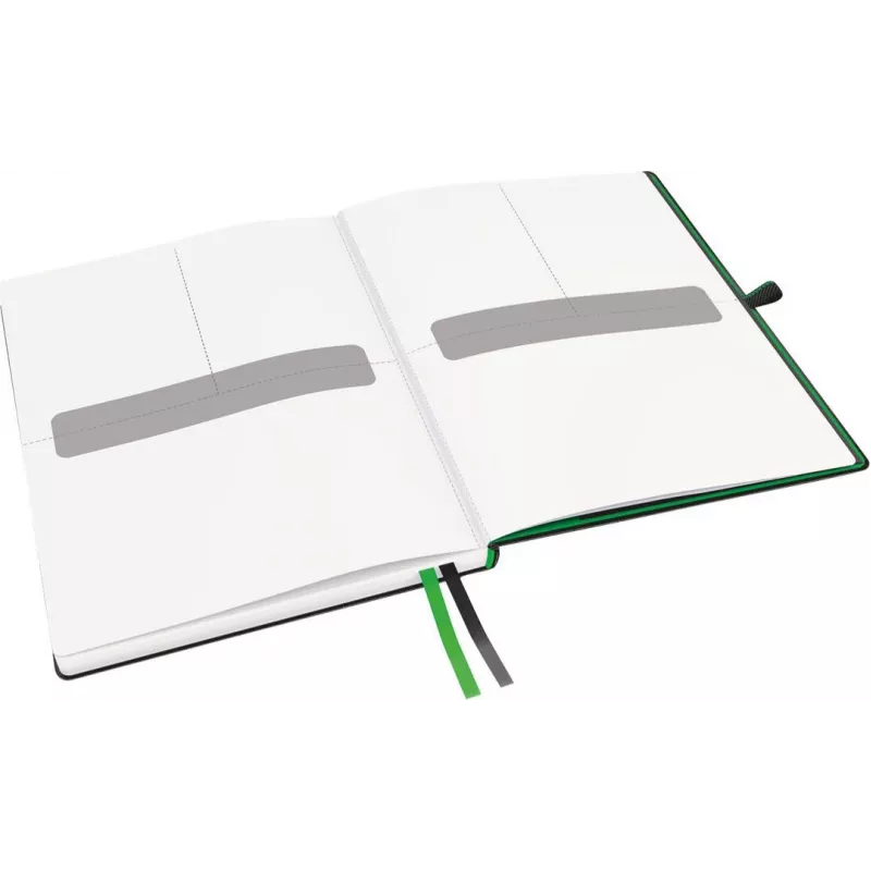 LEITZ Complete Notebook A5 Squared, Black Leather Look, 80 Sheets Ivory Paper, Elastic Band, Pen Holder 4473-00-95
