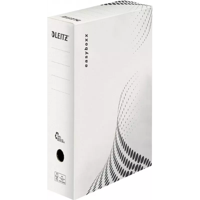 LEITZ easyboxx Archive Box White 100 mm Spine, 100% Recycled Corrugated Cardboard, Double Closing Flaps, 25 Pack (6132-00-00)