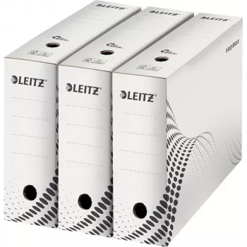 LEITZ easyboxx Archive Box White 100 mm Spine, 100% Recycled Corrugated Cardboard, Double Closing Flaps, 25 Pack (6132-00-00)