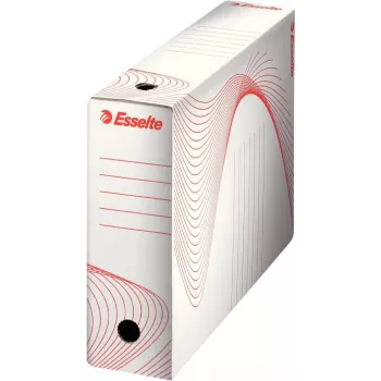 LEITZ Esselte Archive Box, 100 mm Spine, White Corrugated Cardboard with Pre-printed Lines for Organisation (128201)