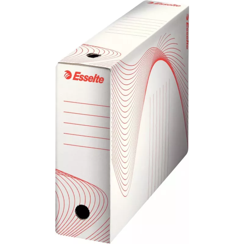 LEITZ Esselte Archive Box, 100 mm Spine, White Corrugated Cardboard with Pre-printed Lines for Organisation (128201)