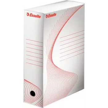 LEITZ Esselte Archive Box, 100 mm Spine, White Corrugated Cardboard with Pre-printed Lines for Organisation (128201)