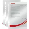 LEITZ Esselte Standard Document Sleeve A4, Polypropylene, Crystal Clear, 0.06 mm, Top Open, Document Safe, Multi-Punched, Reinforced Edge, Pack of 100 (925008)