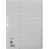 LEITZ Manila Index Dividers, Numeric 1-12, A4 Extra Wide, Grey, 12-Part, 100 gsm, 80 mm Punching, Reinforced Holes 1233-00-85