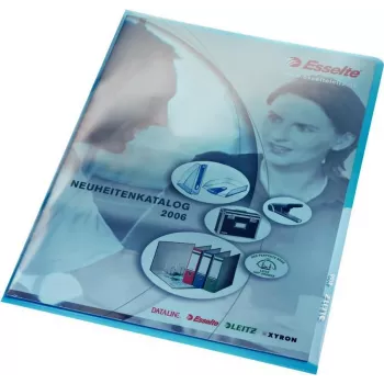 LEITZ Premium A4 Document Wallet, PVC, Blue, 0.15 mm, Open Top and Side, Archival Safe, Rigid Film (4100-00-35)