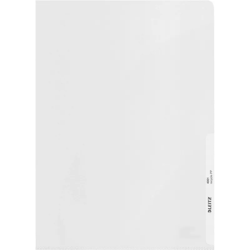 LEITZ re:cycle A4 Display Pocket, 100% Recycled PP, 0.13 mm Embossed, Open Top & Side, Transparent, Pack of 10 4401-10-03