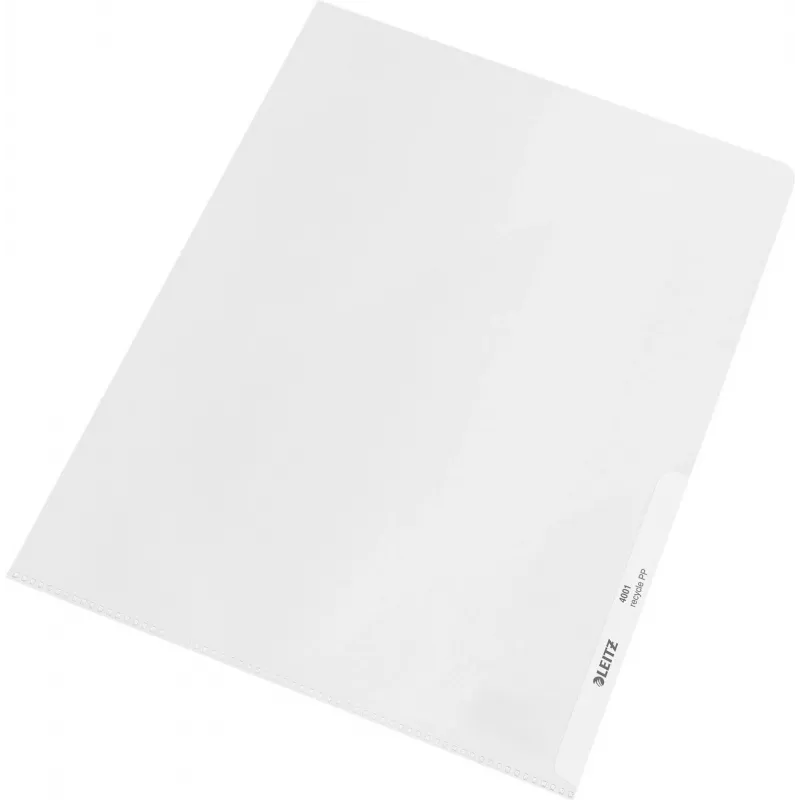 LEITZ re:cycle A4 Display Pocket, 100% Recycled PP, 0.13 mm Embossed, Open Top & Side, Transparent, Pack of 10 4401-10-03
