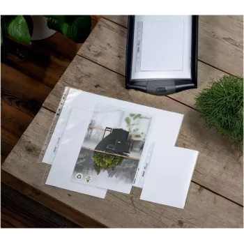 LEITZ re:cycle A4 Display Pocket, 100% Recycled PP, 0.13 mm Embossed, Open Top & Side, Transparent, Pack of 10 4401-10-03