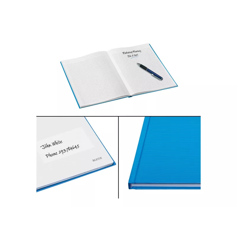 LEITZ Solid Notebook A4 Ruled Black 80 Sheets Hardcover Thread-Bound with Elastic Band, Pen Holder, Bookmarks and Inner Pocket 46640030