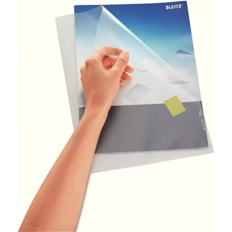 LEITZ Standard A4 Document Sleeve, Polypropylene, Grained, Blue, 0.13 mm, Open Top and Side, Document Safe, Thumb Cut-out 4000-00-35