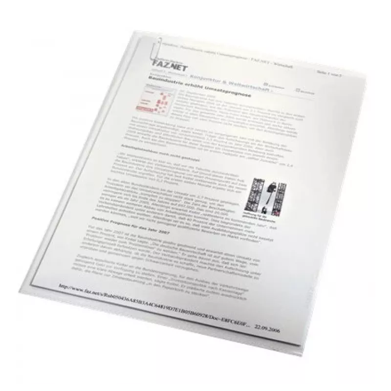 LEITZ Standard A4 Document Sleeve, Polypropylene, Grained, Blue, 0.13 mm, Open Top and Side, Document Safe, Thumb Cut-out 4000-00-35