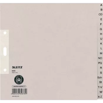 LEITZ Tauenpapier-Register, A-Z, A4, half-height, 20-part grey, 100 gsm, 80 mm punching, with hole reinforcement (6095-00-85)