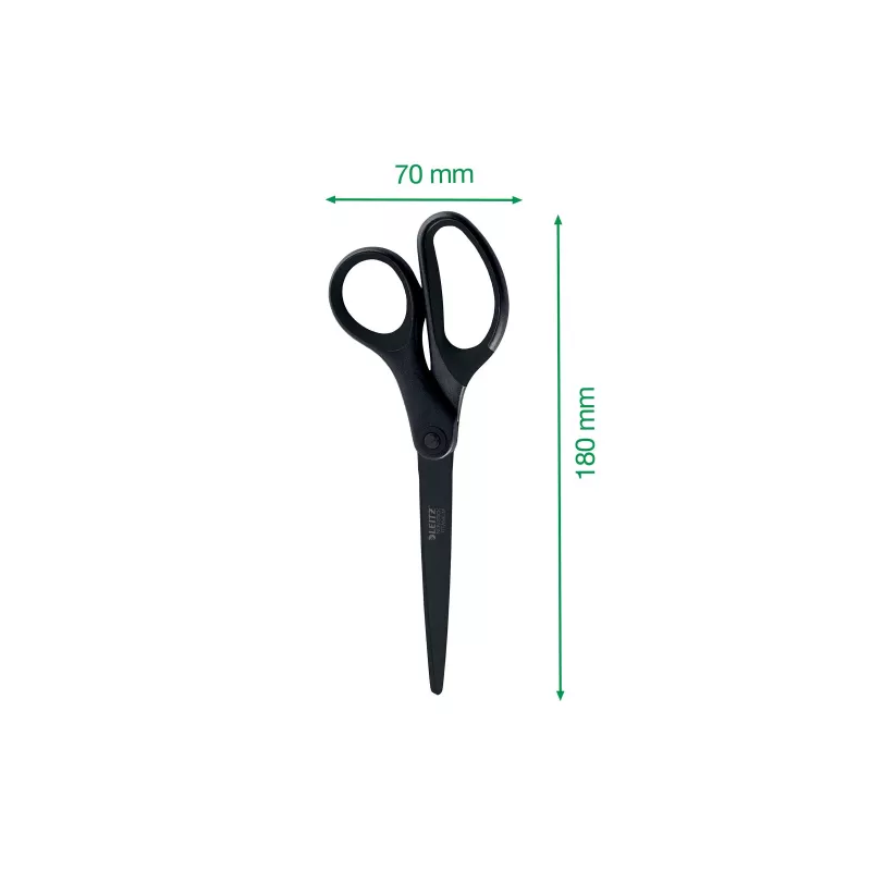 Leitz Titanium Quality Scissors 180 mm, Stainless Steel Blades with Titanium Coating, Ergonomic Soft-Grip Handles, Black/Red, for Paper and Fabric 5419-60-95