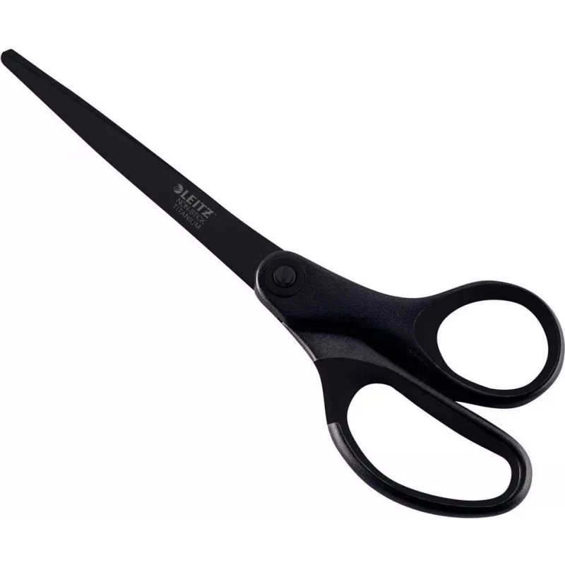 Leitz Titanium Quality Scissors 180 mm, Stainless Steel Blades with Titanium Coating, Ergonomic Soft-Grip Handles, Black/Red, for Paper and Fabric 5419-60-95