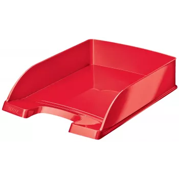 Leitz WOW Letter Tray Red - Robust Premium Quality, High-Gloss, Stackable, A4/C4/Folio