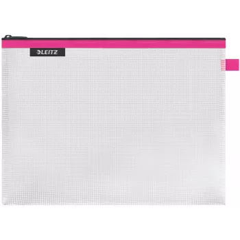 LEITZ WOW Traveller Zipper Pouch Large, Pink, Water-Repellent, A4, 1 Piece 4026-00-23