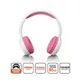 Lenco HP-010BU Wired On-Ear Headphones for Kids, Pink, Volume Limited 85 dB, 3.5mm Jack, 1.2m Cable A004977