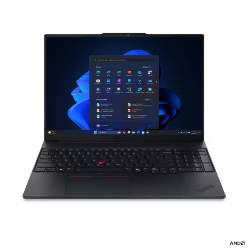 Lenovo ThinkPad E16 G4 AMD 16 inch WUXGA IPS Laptop, AMD Ryzen AI 5 330, 16 GB DDR5, 512 GB SSD, AMD Radeon 820M, Windows 11 Pro, Black, Nordic Keyboard