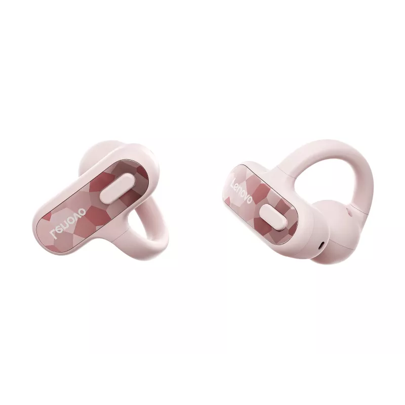Lenovo X500 Open-Ear Clip-on Earbuds - Pink (Bluetooth 5.3, 30H Total Battery, IPX5)