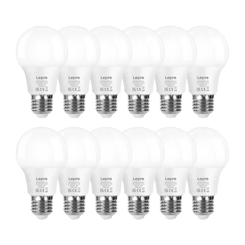 LEPRO 100089-WW-EU-12 LED Bulb E27 A60 8.5W (60W Equivalent) 806 lm 2700K Warm White 180° 12-Pack