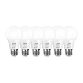 LEPRO 100089-WW-EU-6 LED Bulb E27 A60 8.5W (60W Equivalent) 806lm 2700K Warm White 180° 6-Pack