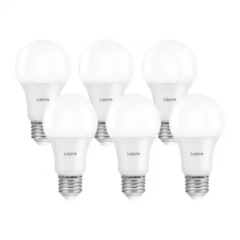 LEPRO 100092-WW-EU-6 A60 E27 7W 800lm 2700K Dimmable LED Bulb, Class E, 6-Pack