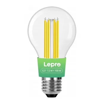 LEPRO 100094-WW-EU E27 Filament LED Bulb, 7.2W (100W Equivalent), 1521 lm, 2700K Warm White, A60, Non-Dimmable, Energy Class F