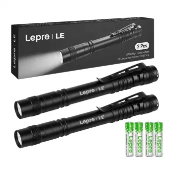 LEPRO 120023-2 Flashlight 2-Pack, 1000 Lumen LED Tactical Torch, IPX4 Water-Resistant, Adjustable Focus, 5 Modes, Aircraft-Grade Aluminum, Black