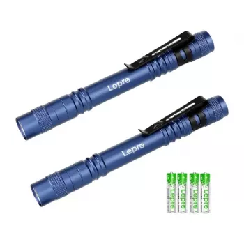 LEPRO 120023L-BU-2 LED Flashlight, 1000 Lumens, Zoomable, IPX4, 2-Pack, Black