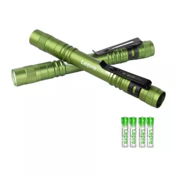 LEPRO 120023L-GN-2 LED Flashlight, 2 Pack, 1000 Lumens, Zoomable, IPX4 Water-Resistant, 5 Modes, CREE XPE, Black