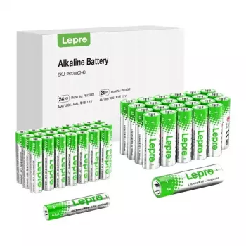 LEPRO 130003-48 AA/AAA Alkaline Batteries, 48-Pack (24 AA + 24 AAA), 1.5V, 10-Year Shelf Life, Mercury-Free