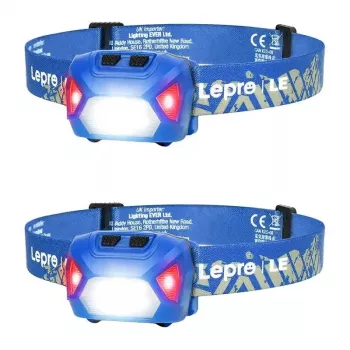 LEPRO 320014-B-2 Headlamp 2-Pack, 1200 Lumens, USB-C Rechargeable, IPX5 Waterproof, Motion Sensor, 5 Modes