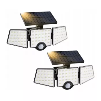 LEPRO 640003-DW-a-2 Solar Street Light with Motion and Twilight Sensors, 2-Pack, 1500 Lumens, 6500K Cool White, IP65 Waterproof, Wall-Mounted, LED