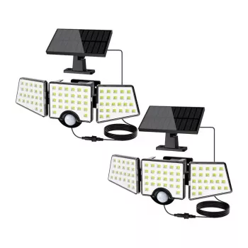 LEPRO PR640005-DW-2 Solar Motion Sensor Light 2-Pack, 600 Lumens, 6500K Cool White, IP65 Waterproof, 3 Modes, Wall-Mounted