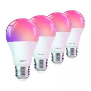 LEPRO B1-EU-4 E27 Wi-Fi LED Bulbs, 4-Pack, 9W (60W Equivalent), 806lm, Warm White 2700K, Dimmable, Smart Home Compatible with Alexa & Google Assistant