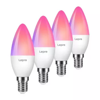 LEPRO BC1-EU-4 C37 RGBCW Wi-Fi LED Bulb E14 4.5W 400lm Tunable White + RGB Smart Candle Lamp