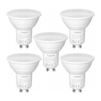 LEPRO GU10 LED Bulb 4.5W (50W Equivalent), 345 lm, Daylight White 5000K, 100° Beam Angle, Non-Dimmable, 5-Pack