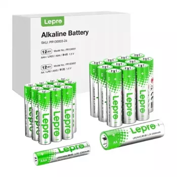 LEPRO PR130003-24 AA/AAA Alkaline Batteries, 24-Pack | 1.5V Long-Lasting Power, 10-Year Shelf Life, Anti-Leak