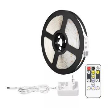 LEPRO PR410049-DWW-EU RGB LED Strip Light, 5m, 150 LEDs, 24-key IR Remote, Dimmable, Self-Adhesive, 12V, Indoor