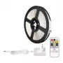 LEPRO PR410049-DWW-EU RGB LED Strip Light, 5m, 150 LEDs, 24-key IR Remote, Dimmable, Self-Adhesive, 12V, Indoor