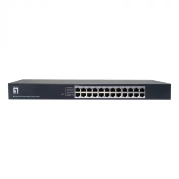 LevelOne GEU-2432 24-Port Gigabit Ethernet Switch, 4-Mode DIP Switch, 19 inch Rackmount, Unmanaged, Metal Housing
