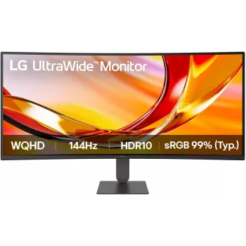 LG 34U620B-B 34 inch UltraWide WQHD VA Curved Gaming Monitor, 3440x1440, 144Hz, 5ms, HDR10, FreeSync Premium, 2x HDMI, DisplayPort, Black