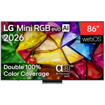 LG 86MRGB87B3B 86-inch 4K UHD Smart TV with Mini LED (Mini RGB) Technology, webOS 23, α7 AI Processor 4K Gen6, Black