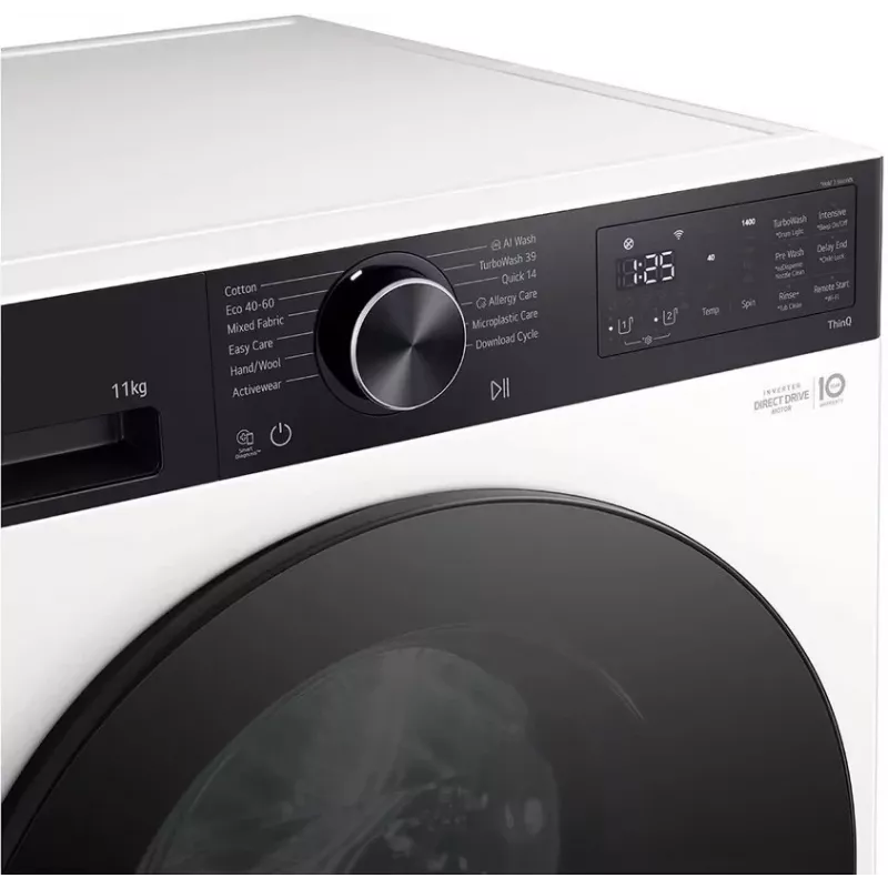 LG F4X5511TKB 11 kg Front Load Washing Machine with AI DD™ and Steam™ - Black Steel